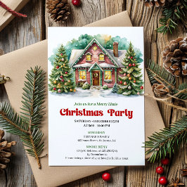Convites Classic christmas house invite playful lettering