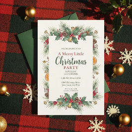 Convites Classic Christmas Party Invitation Holly Frame