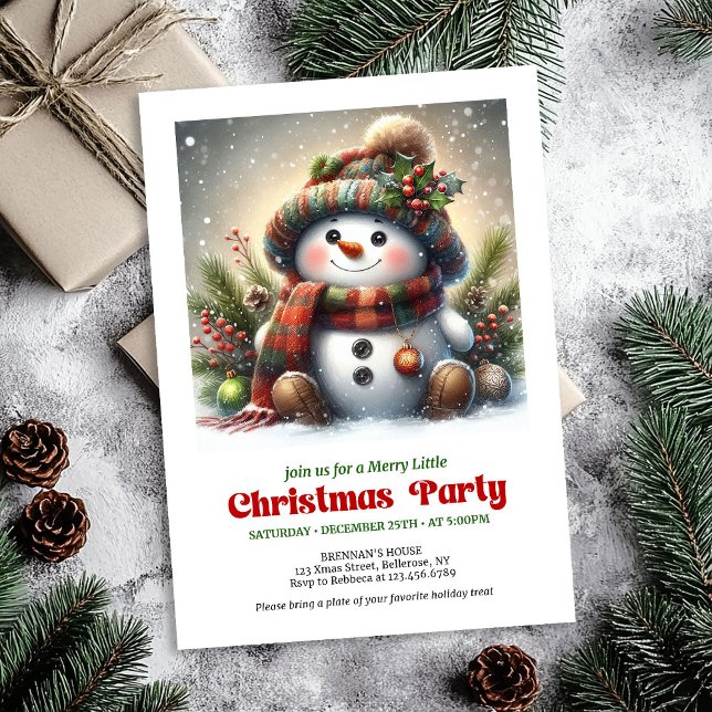 Convites Classic Christmas snowman invite kids party DNL (Classic Christmas snowman invite kids party editable

)