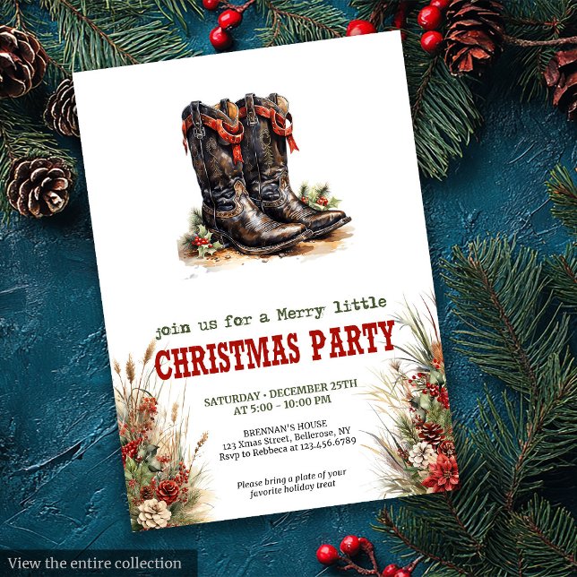Convites Classic Cowboy Country Christmas Invitation (Classic Cowboy Country Christmas Invitation)