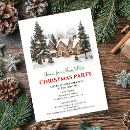 Convites Classic cozy holiday scene Christmas party invite