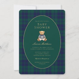 Convites Classic Dark Plaid Lauren Inspired Baby Shower