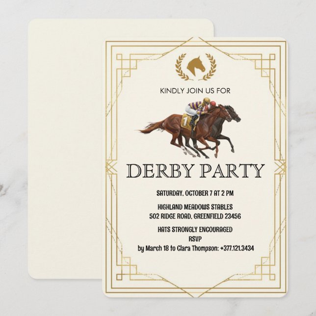 Convites Classic Derby Horse Racing Invite (Frente/Verso)