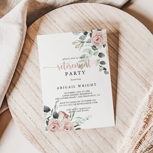 Convites Classic Dusty Pink Rose Festa de Reforma Floral (Criador carregado)