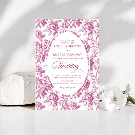Convites Classic Dusty Pink Toile Floral Wedding Invitation