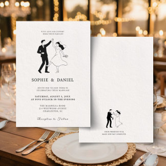 Convites Classic Elegant Minimalist Hand Drawn Line