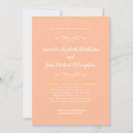 Convites Classic Elegant Peach White Formal Wedding Church