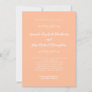 Convites Classic Elegant Peach White Formal Wedding Church