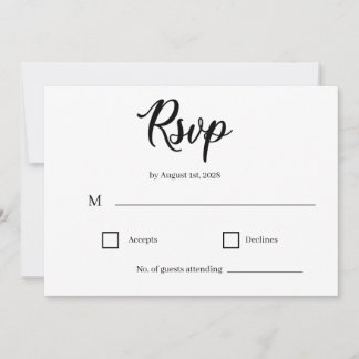 Convites Classic Elegant Script Wedding RSVP Card