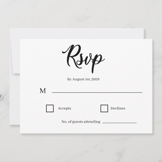 Convites Classic Elegant Script Wedding RSVP Card (Frente)