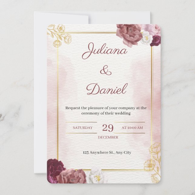 Convites Classic Elegant Wedding Invitation (Frente)