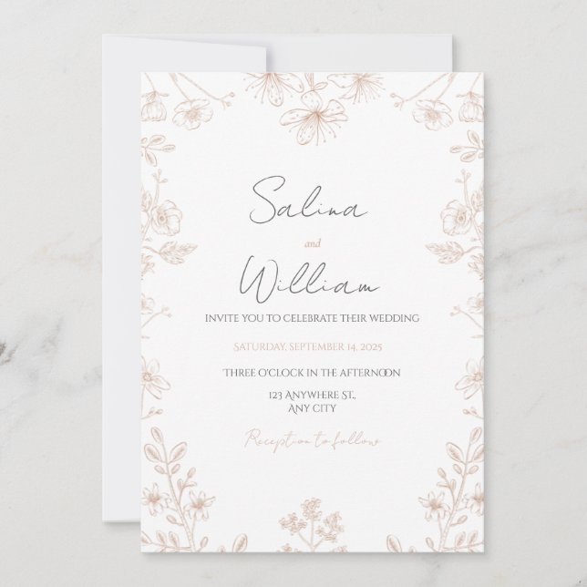 Convites Classic Elegant Wedding Invitation | Timeless  (Frente)