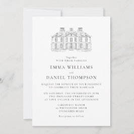 Convites Classic Estate Illustration Wedding Invitation