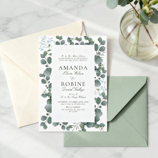 Convites Classic Eucalyptus Wedding Invitation (Criador carregado)