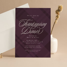 Convites Classic fall purple plaid Thanksgiving Dinner