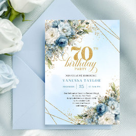 Convites Classic Floral 70th Birthday Party Invitation
