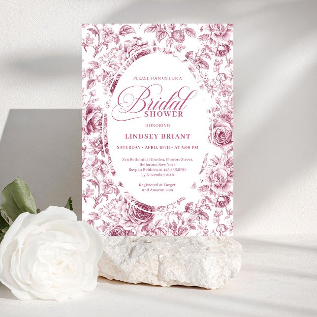Convites Classic Floral Rose Pattern Bridal Shower Invite (Classic Floral Rose Pattern Bridal Shower Invitation)