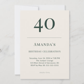 Convites Classic Forest & Linen 40th Birthday Celebration