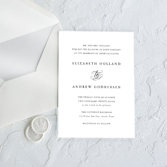 Convites Classic Formal Black and White Wedding Invitation (Criador carregado)