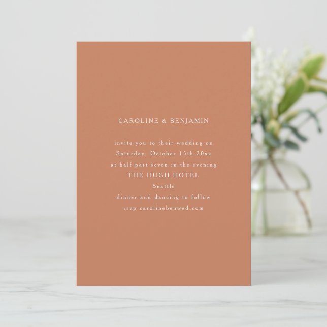Convites Classic Formal Copper Brown Minimalist Wedding (Em pé/Frente)