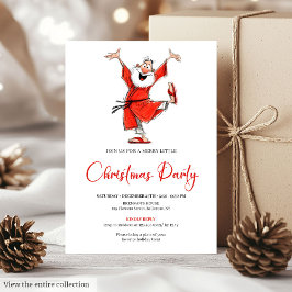 Convites Classic Funny Santa Watercolor Christmas Invite