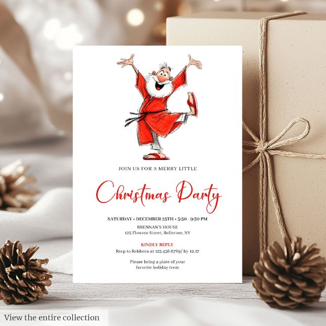 Convites Classic Funny Santa Watercolor Christmas Invite (Classic Funny Santa Watercolor Christmas Invite)