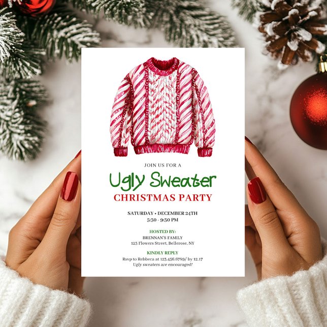 Convites Classic Funny Ugly Sweater Party Invitation (Classic Funny Ugly Sweater Party Invitation)