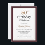 Convites Classic Gold Burgundy 50th Birthday Party<br><div class="desc">Classic Gold Burgundy 50th Birthday Party Invitation</div>