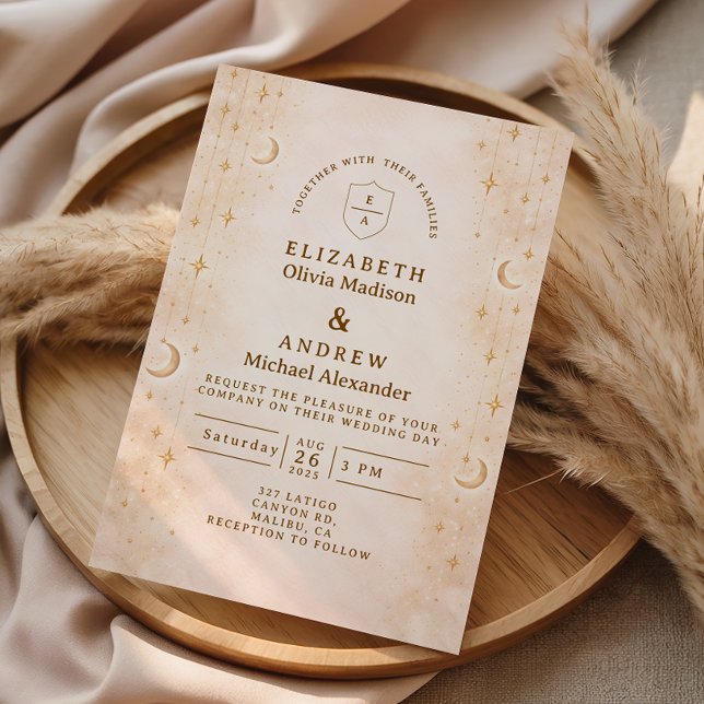 Convites Classic Gold Moonlight Wedding (Criador carregado)