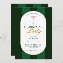 Convites Classic green stripe Christmas Invitation