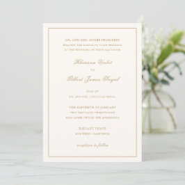 Convites Classic Ivory and Gold Border Timeless Wedding