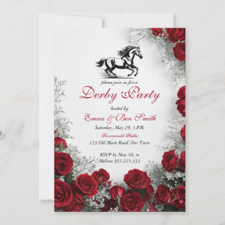 Convites Classic Kentucky Derby Party Invitation Red Roses 
