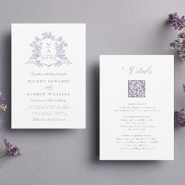 Convites Classic Lavender Floral Crest Wedding All in One