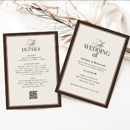 Convites Classic Luxe | Brown Neutral RSVP QR Code Wedding