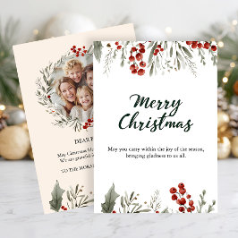 Convites Classic Merry Christmas Card with Warm Winter Wish