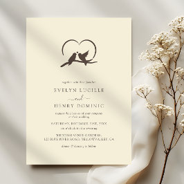 Convites Classic Minimal Lovely birds Romantic Wedding
