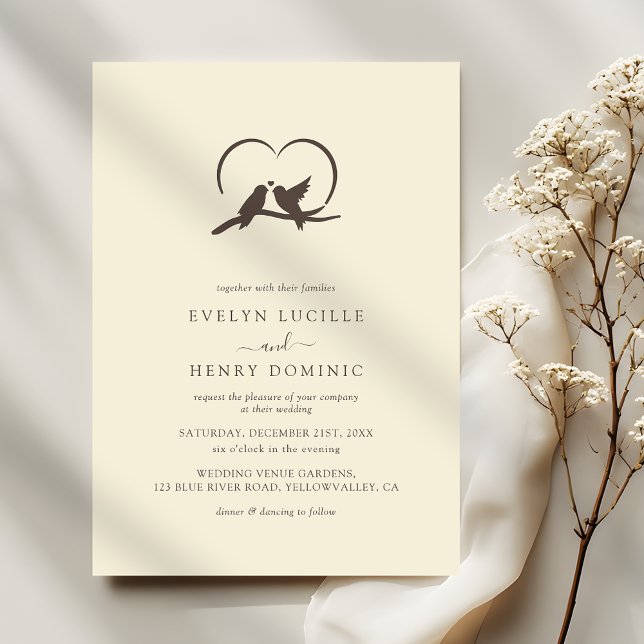 Convites Classic Minimal Lovely birds Romantic Wedding (Criador carregado)