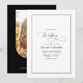 Convites Classic Minimalist Black & White Wedding QR Code