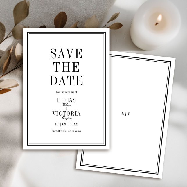 Convites Classic Minimalist Wedding Save the Date  (Criador carregado)