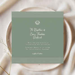 Convites Classic modern deep sage green baptism Invitation