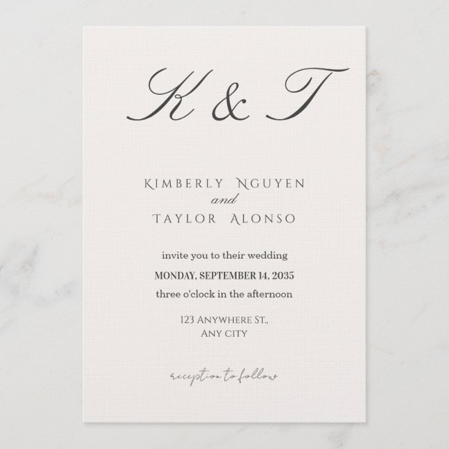 Convites Classic Modern Wedding Invitation | Elegant  (Frente)