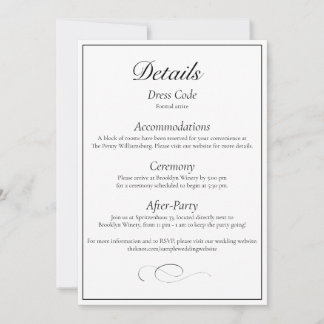 Convites Classic Monogram Elegant Wedding Detail Card