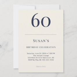 Convites Classic Navy & Cream 60th Birthday Celebration