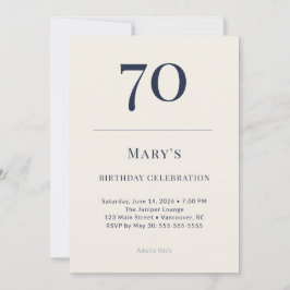 Convites Classic Navy & Cream 70th Birthday Celebration