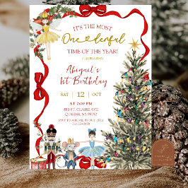 Convites Classic Nutcracker Red Bow Coquette Birthday