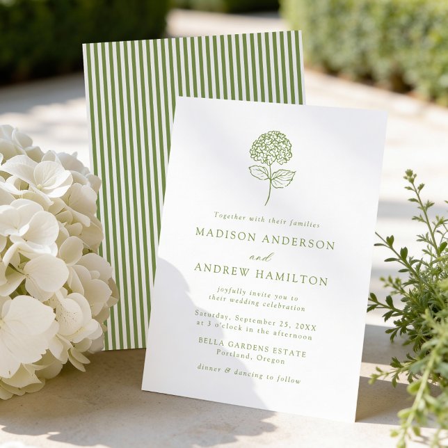 Convites Classic Olive Green Hydrangea Wedding (Criador carregado)