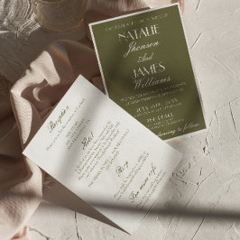 Convites Classic Olive Green Old Money All In One Wedding