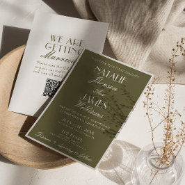 Convites Classic Olive Green Old Money QR Code Wedding 