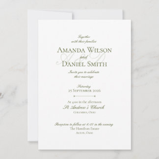 Convites Classic Olive Wedding Invitation