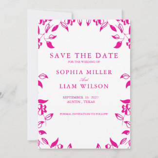 Convites Classic Pink Floral Save the Date Invitation
